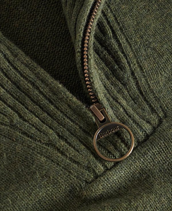 Barbour Essential L/Wool Half Zip Jumper Ελιά | BABO88510