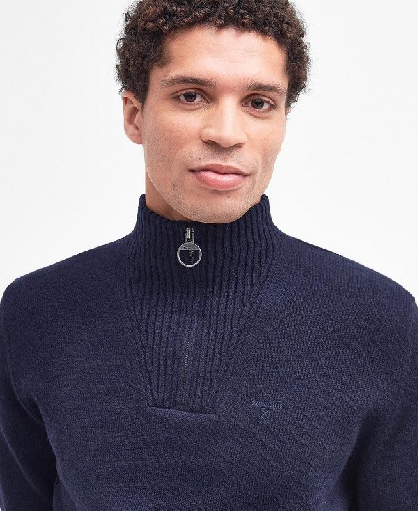 Barbour Essential L/Wool Half Zip Jumper σκουρο μπλε | BABO88518