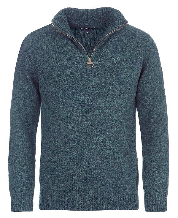 Barbour Essential L/Wool Half Zip Jumper παγώνι | BABO88528
