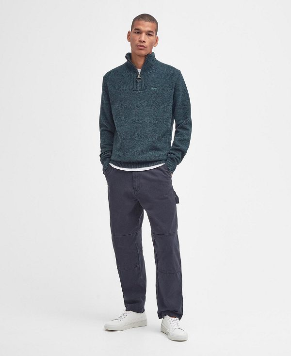 Barbour Essential L/Wool Half Zip Jumper παγώνι | BABO88528
