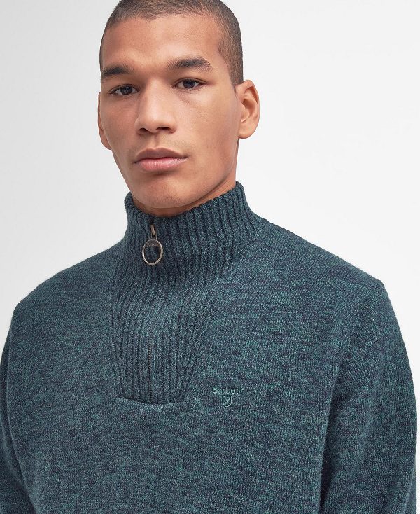 Barbour Essential L/Wool Half Zip Jumper παγώνι | BABO88528