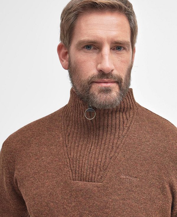 Barbour Essential L/Wool Half Zip Jumper καφε | BABO88551