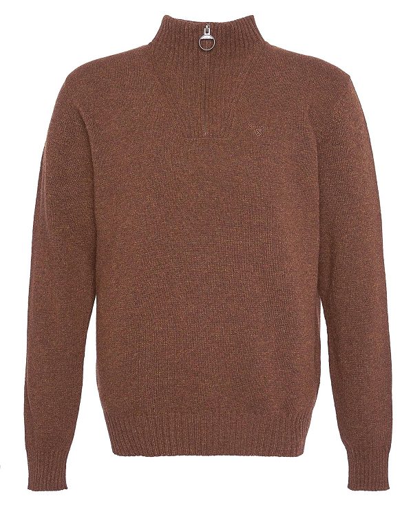 Barbour Essential L/Wool Half Zip Jumper καφε | BABO88551