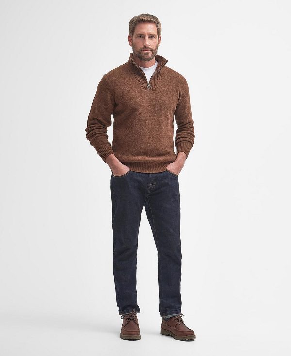 Barbour Essential L/Wool Half Zip Jumper καφε | BABO88551
