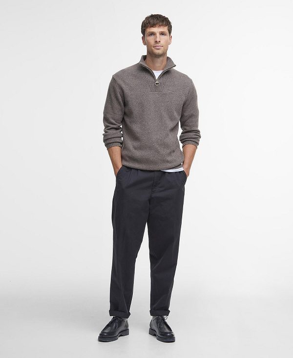 Barbour Essential L/Wool Half Zip Jumper γκρι | BABO88573
