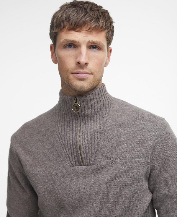 Barbour Essential L/Wool Half Zip Jumper γκρι | BABO88573