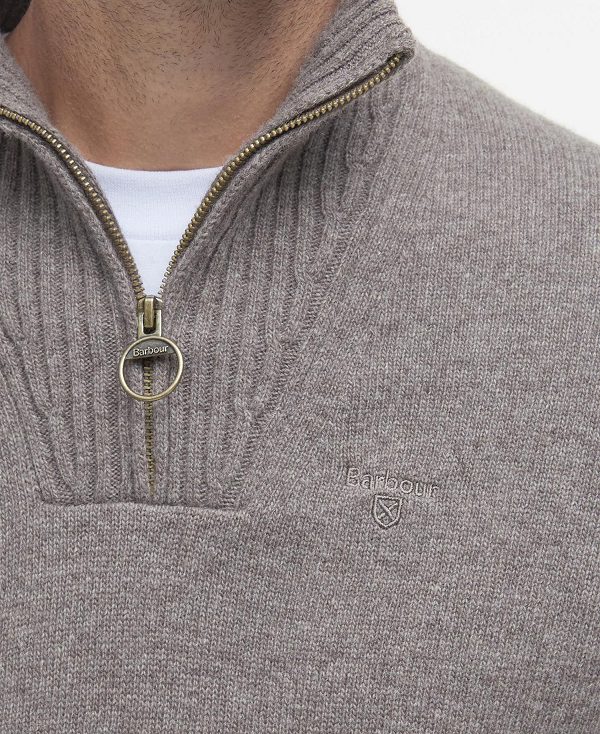 Barbour Essential L/Wool Half Zip Jumper γκρι | BABO88573