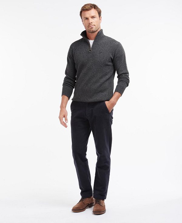 Barbour Essential L/Wool Half Zip Jumper βαθυ γκρι | BABO88574