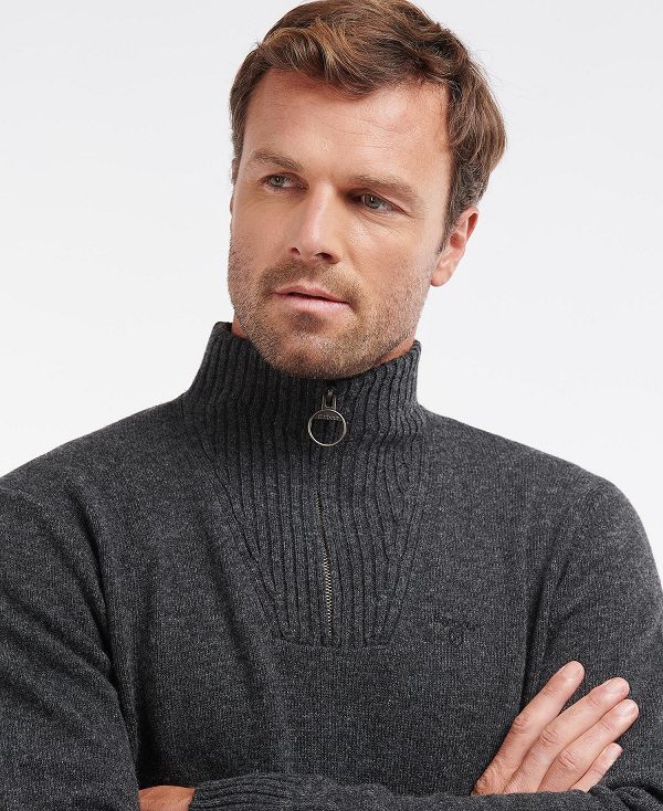 Barbour Essential L/Wool Half Zip Jumper βαθυ γκρι | BABO88574