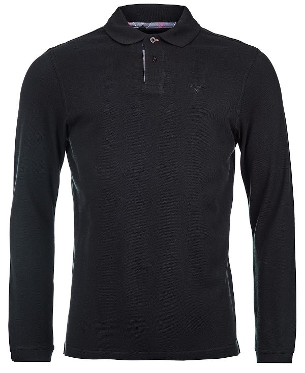 Barbour Essential Long-sleeve Polo Shirt μαυρα | BABO88217