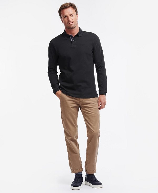 Barbour Essential Long-sleeve Polo Shirt μαυρα | BABO88217