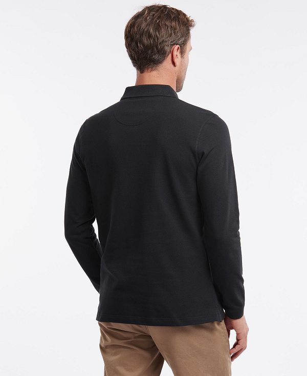 Barbour Essential Long-sleeve Polo Shirt μαυρα | BABO88217