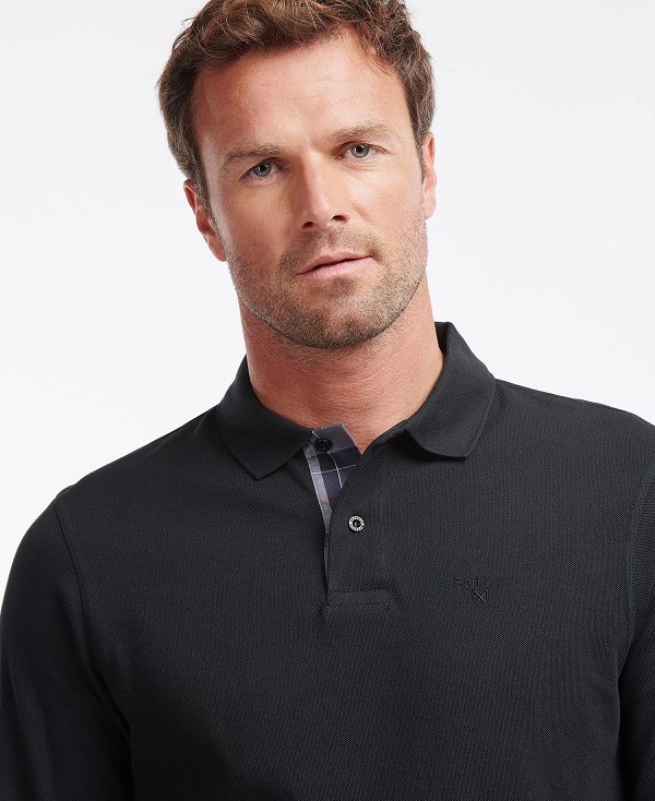 Barbour Essential Long-sleeve Polo Shirt μαυρα | BABO88217
