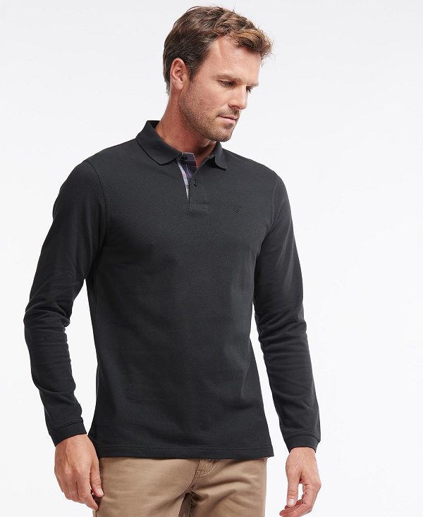 Barbour Essential Long-sleeve Polo Shirt μαυρα | BABO88217