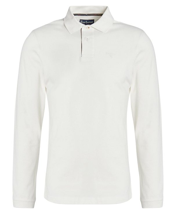 Barbour Essential Long-sleeve Polo Shirt ασπρα | BABO88230