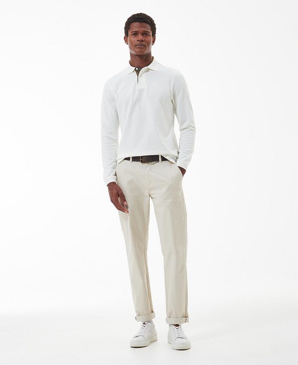 Barbour Essential Long-sleeve Polo Shirt ασπρα | BABO88230