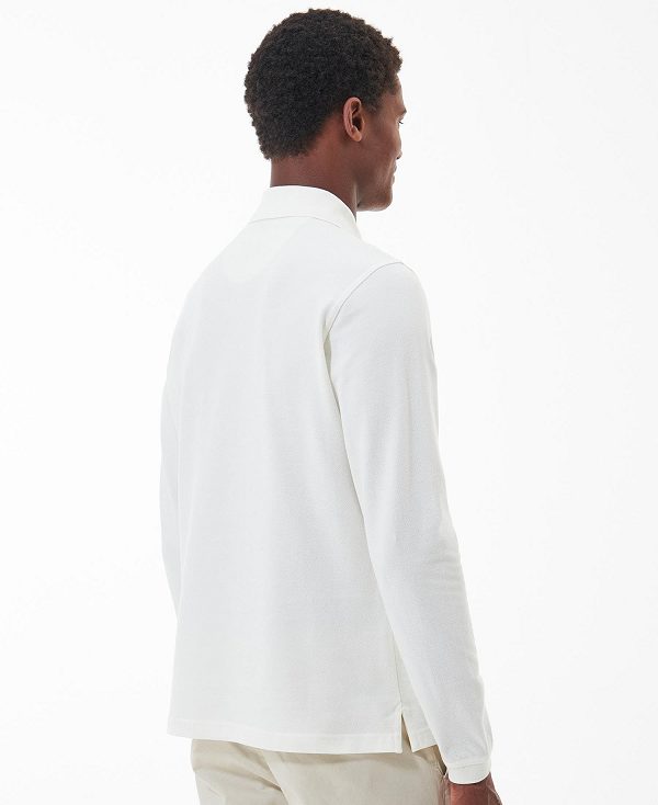 Barbour Essential Long-sleeve Polo Shirt ασπρα | BABO88230