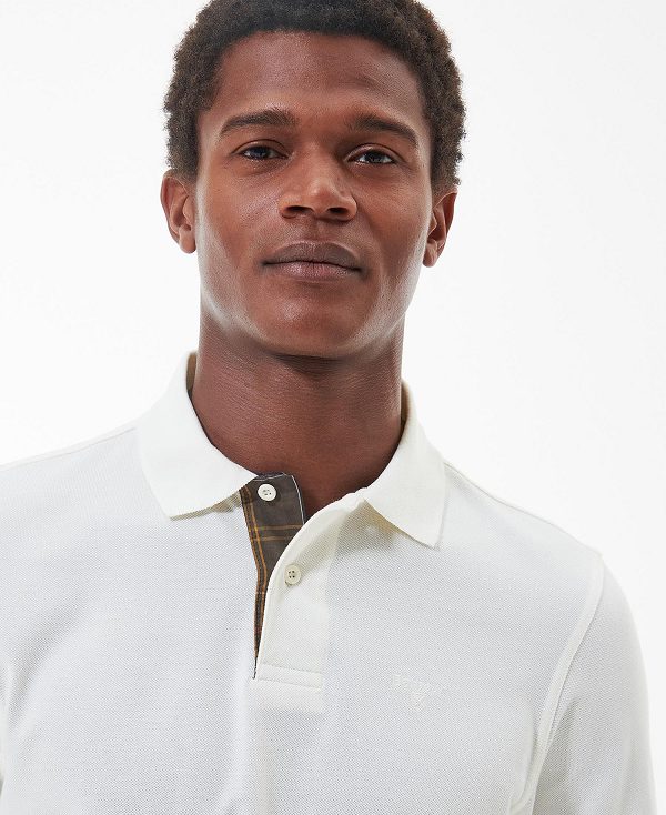 Barbour Essential Long-sleeve Polo Shirt ασπρα | BABO88230