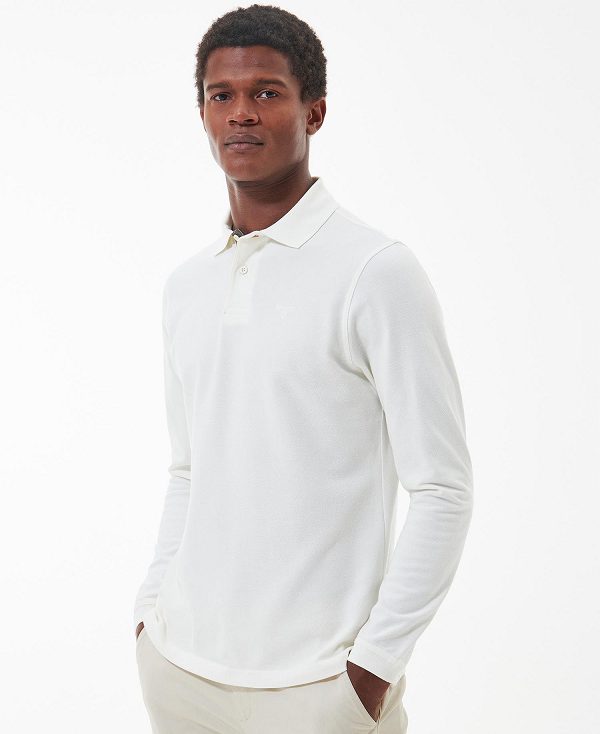 Barbour Essential Long-sleeve Polo Shirt ασπρα | BABO88230