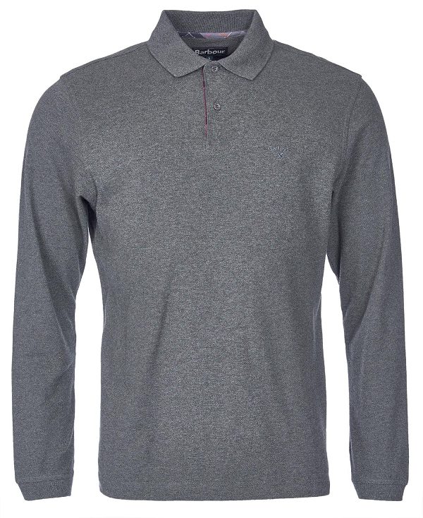 Barbour Essential Long-sleeve Polo Shirt γκρι | BABO88233