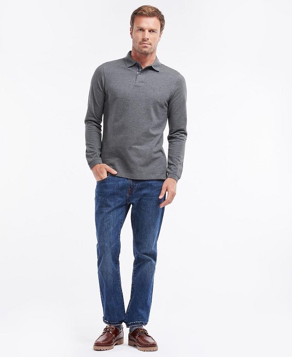 Barbour Essential Long-sleeve Polo Shirt γκρι | BABO88233