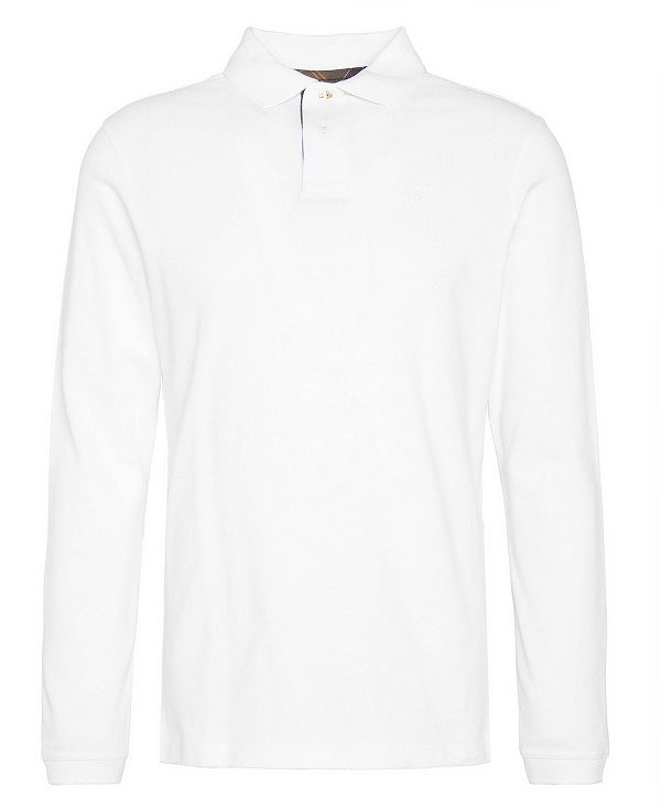 Barbour Essential Long-sleeved Polo Shirt ασπρα | BABO88238