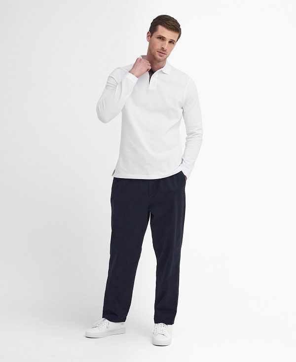 Barbour Essential Long-sleeved Polo Shirt ασπρα | BABO88238