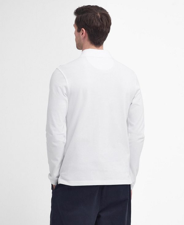 Barbour Essential Long-sleeved Polo Shirt ασπρα | BABO88238