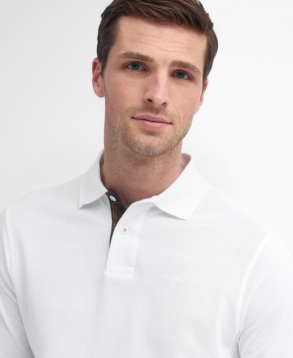 Barbour Essential Long-sleeved Polo Shirt ασπρα | BABO88238