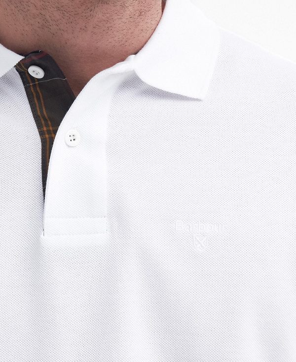 Barbour Essential Long-sleeved Polo Shirt ασπρα | BABO88238