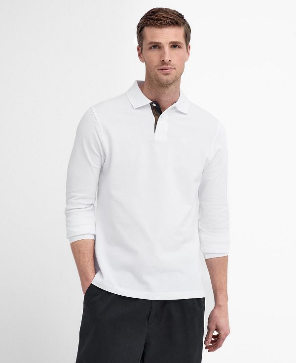 Barbour Essential Long-sleeved Polo Shirt ασπρα | BABO88238