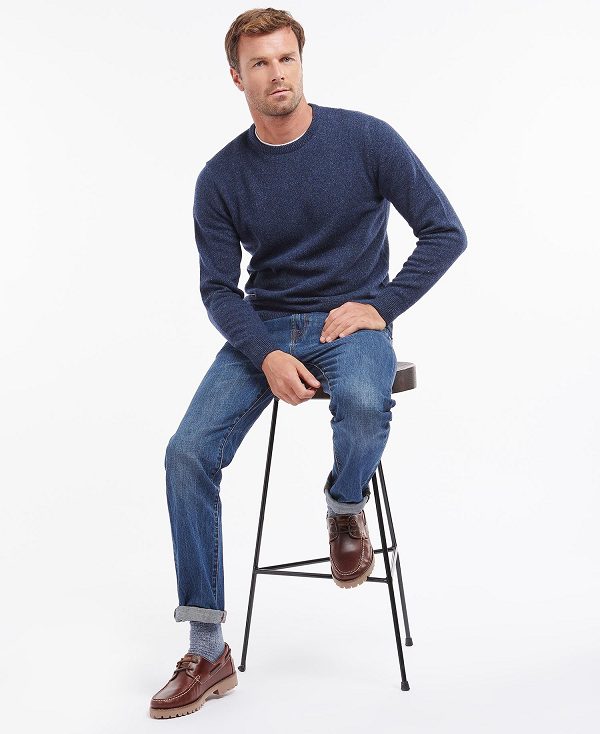 Barbour Essential Tisbury Crew-neck Sweatshirt σκουρο μπλε | BABO88568