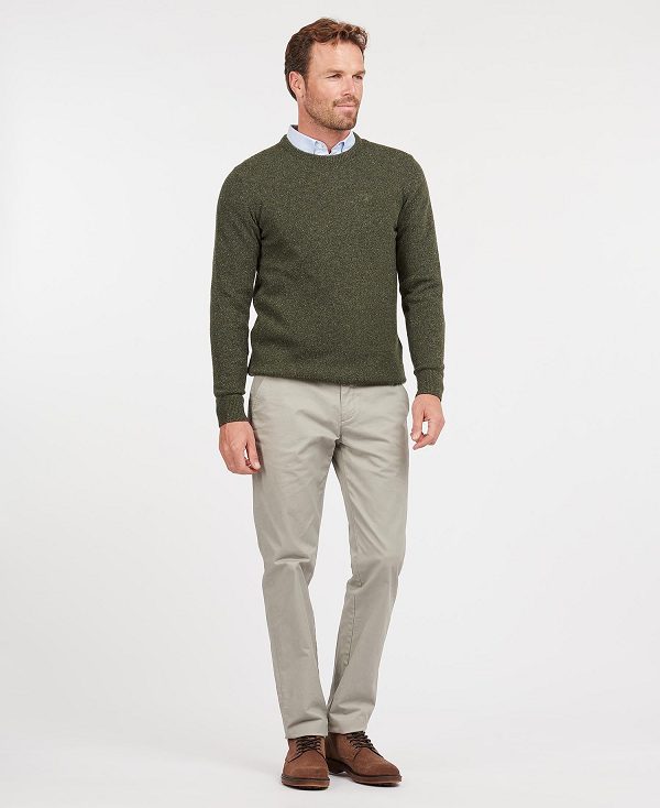Barbour Essential Tisbury Crew-neck Sweatshirt Ελιά | BABO88584