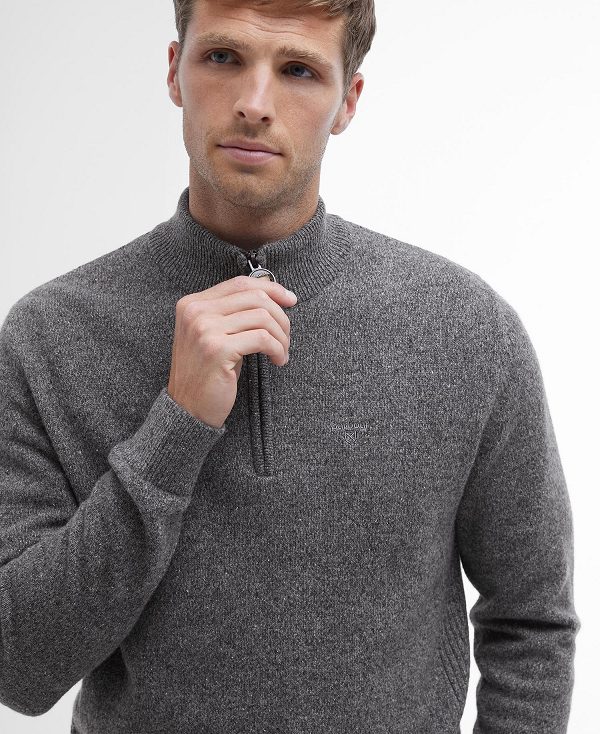 Barbour Essential Tisbury Half Zip Sweatshirt γκρι | BABO88512