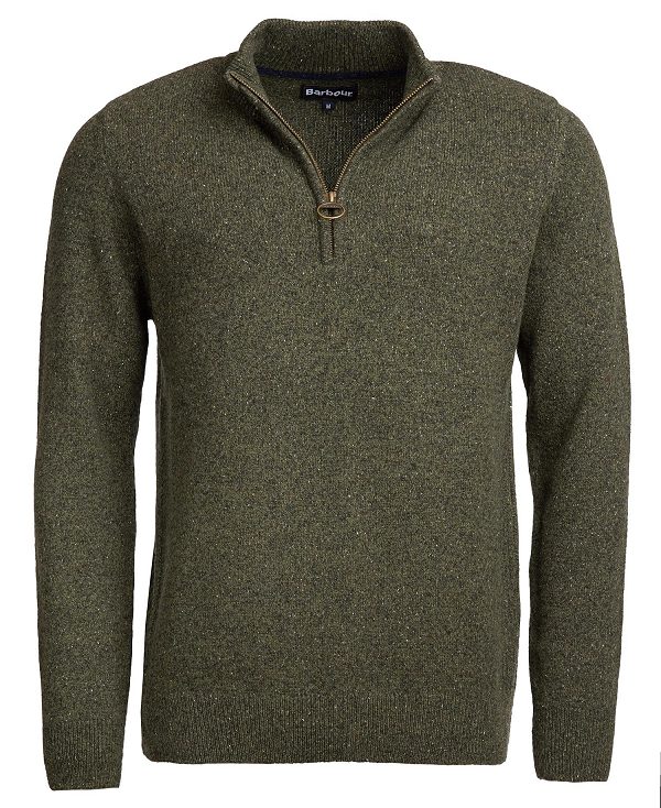 Barbour Essential Tisbury Half Zip Sweatshirt Ελιά | BABO88575