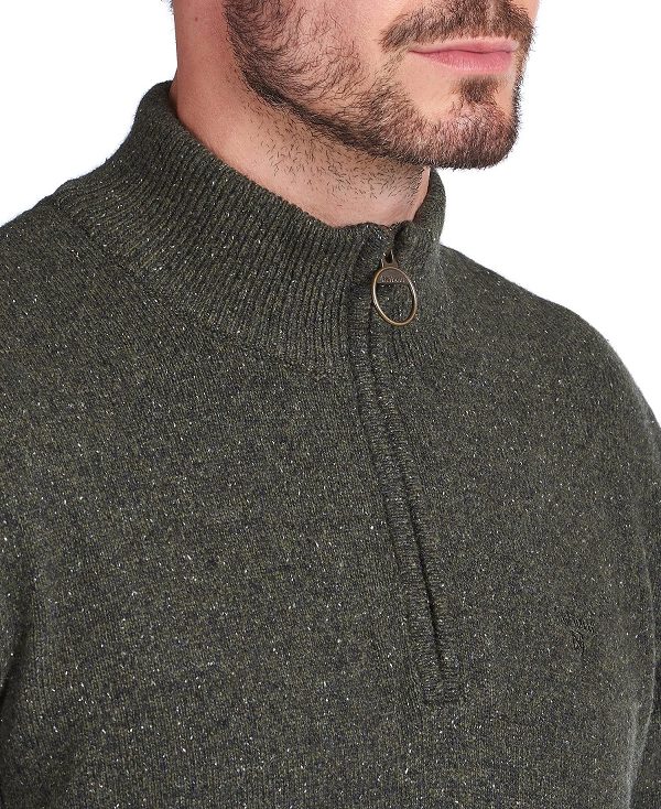 Barbour Essential Tisbury Half Zip Sweatshirt Ελιά | BABO88575