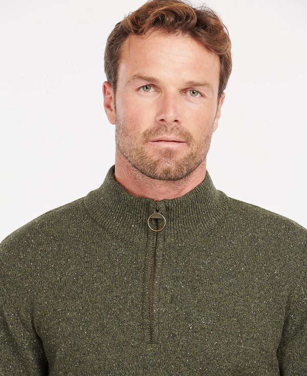 Barbour Essential Tisbury Half Zip Sweatshirt Ελιά | BABO88575