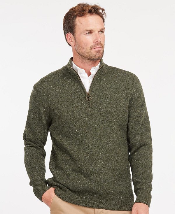 Barbour Essential Tisbury Half Zip Sweatshirt Ελιά | BABO88575