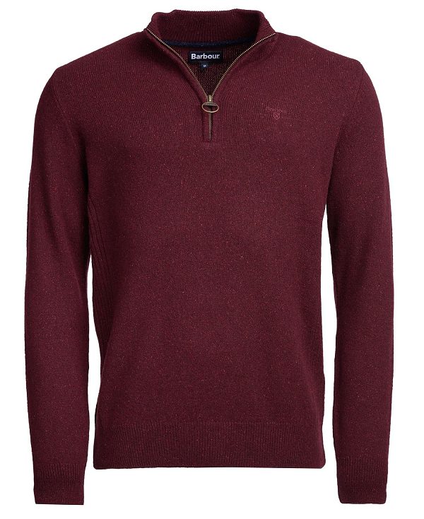 Barbour Essential Tisbury Half Zip Sweatshirt μπορντο | BABO88588