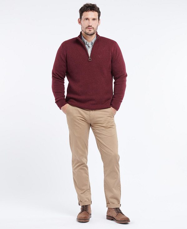 Barbour Essential Tisbury Half Zip Sweatshirt μπορντο | BABO88588