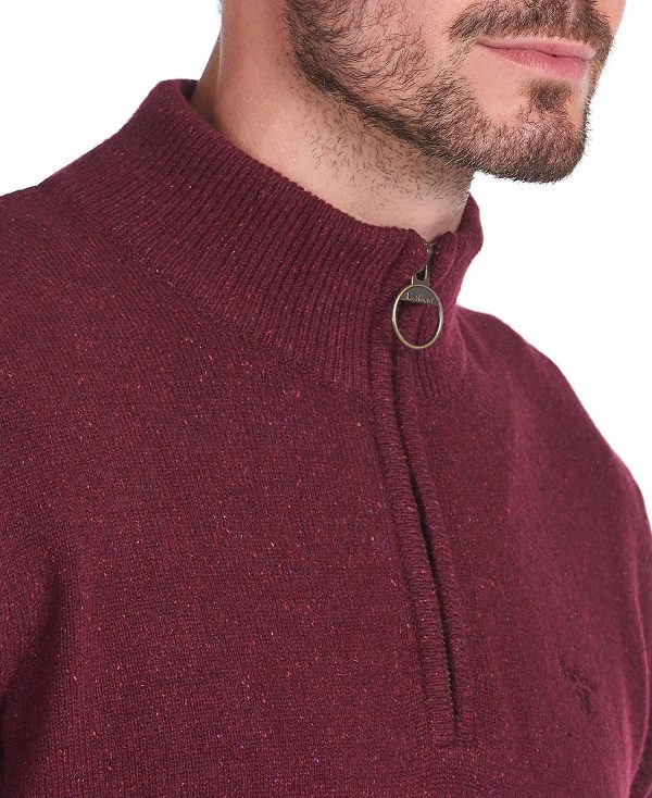Barbour Essential Tisbury Half Zip Sweatshirt μπορντο | BABO88588