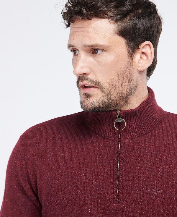Barbour Essential Tisbury Half Zip Sweatshirt μπορντο | BABO88588