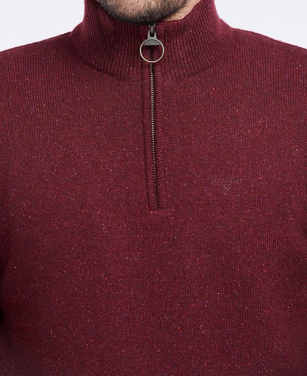 Barbour Essential Tisbury Half Zip Sweatshirt μπορντο | BABO88588