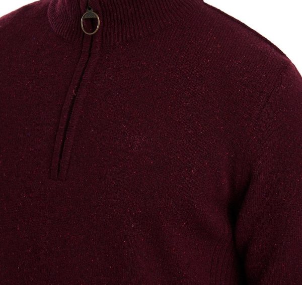 Barbour Essential Tisbury Half Zip Sweatshirt μπορντο | BABO88588