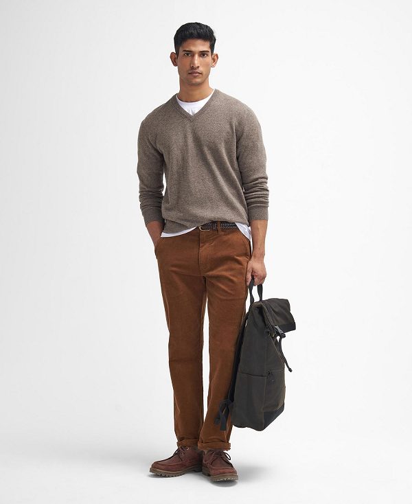 Barbour Essential V-neck Jumpers Μπεζ | BABO88655