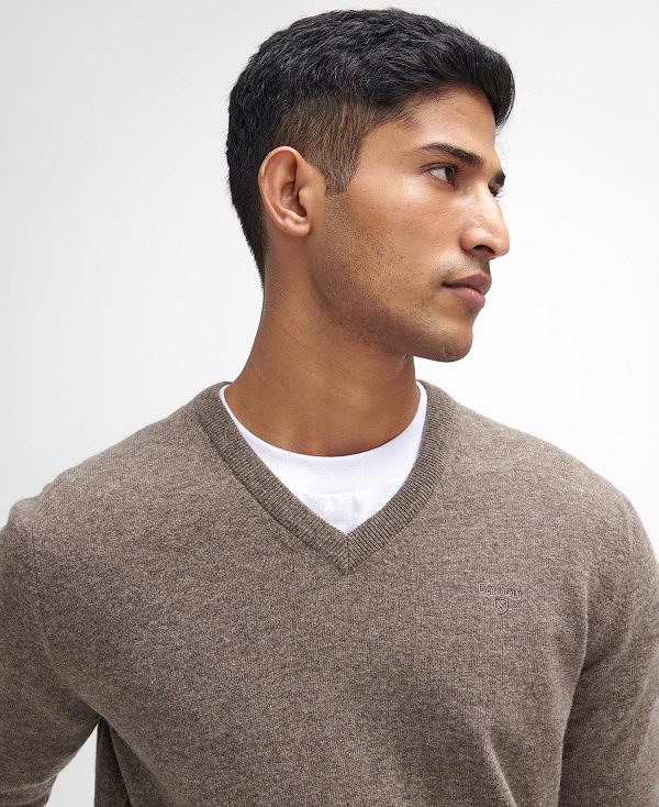 Barbour Essential V-neck Jumpers Μπεζ | BABO88655