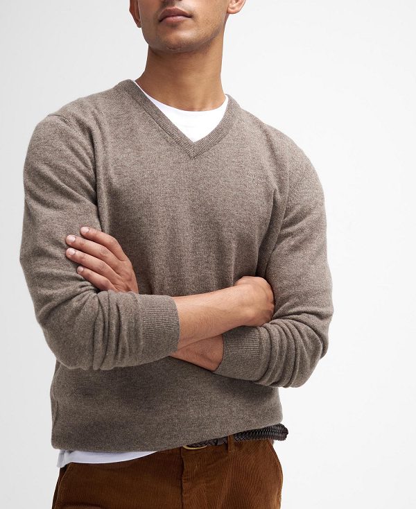 Barbour Essential V-neck Jumpers Μπεζ | BABO88655