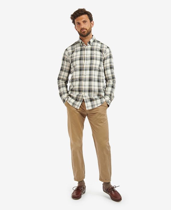 Barbour Falstone Tailored Long-sleeved Checked Shirt Ελιά | BABO87614