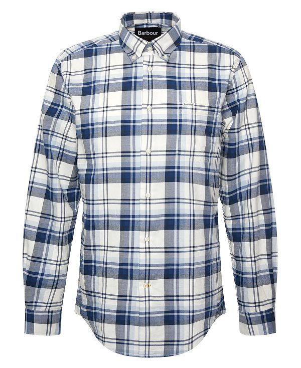 Barbour Falstone Tailored Long-sleeved Checked Shirt μπλε | BABO87723