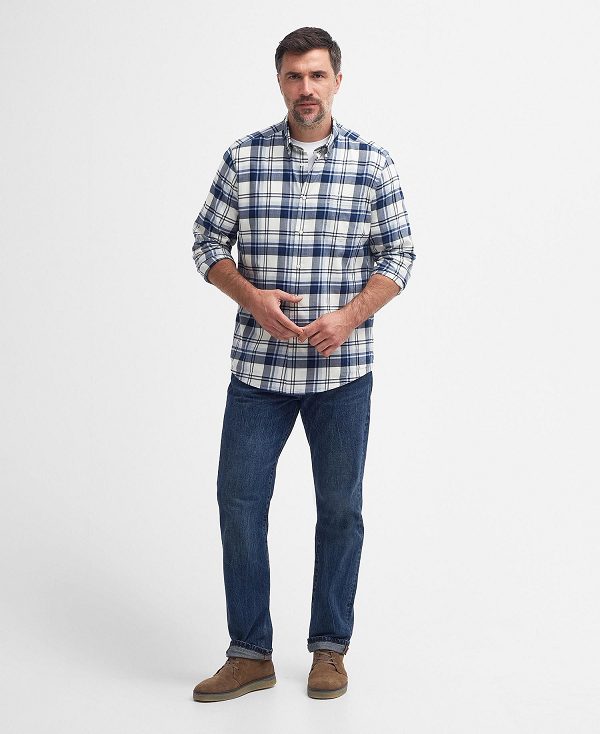 Barbour Falstone Tailored Long-sleeved Checked Shirt μπλε | BABO87723